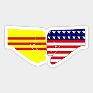 South Vietnam & USA Fist Bump Patriot Flag Series Sticker